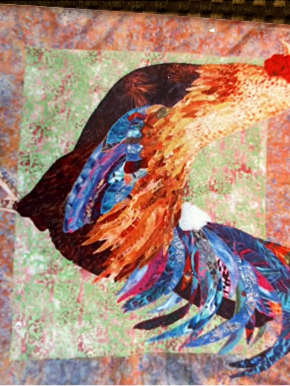 Vibrant Multicolor Rooster & Floral Wall Tiles Set of 4- Bold Home Accent